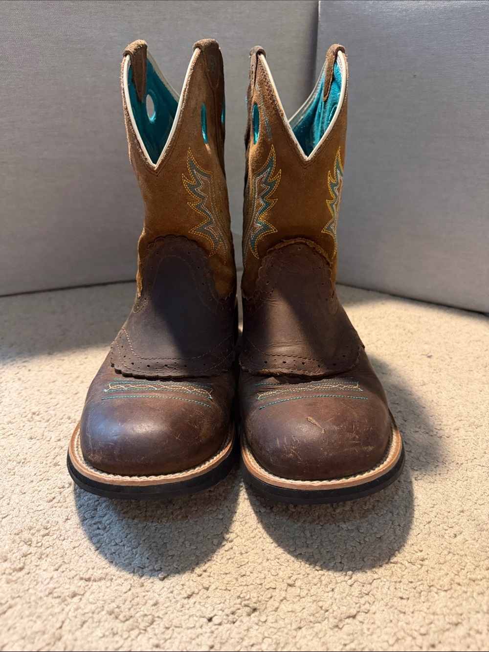 Ariat Fatbaby Sheila Boots Brown Tan Leather Western Cowboy Women's Size 11